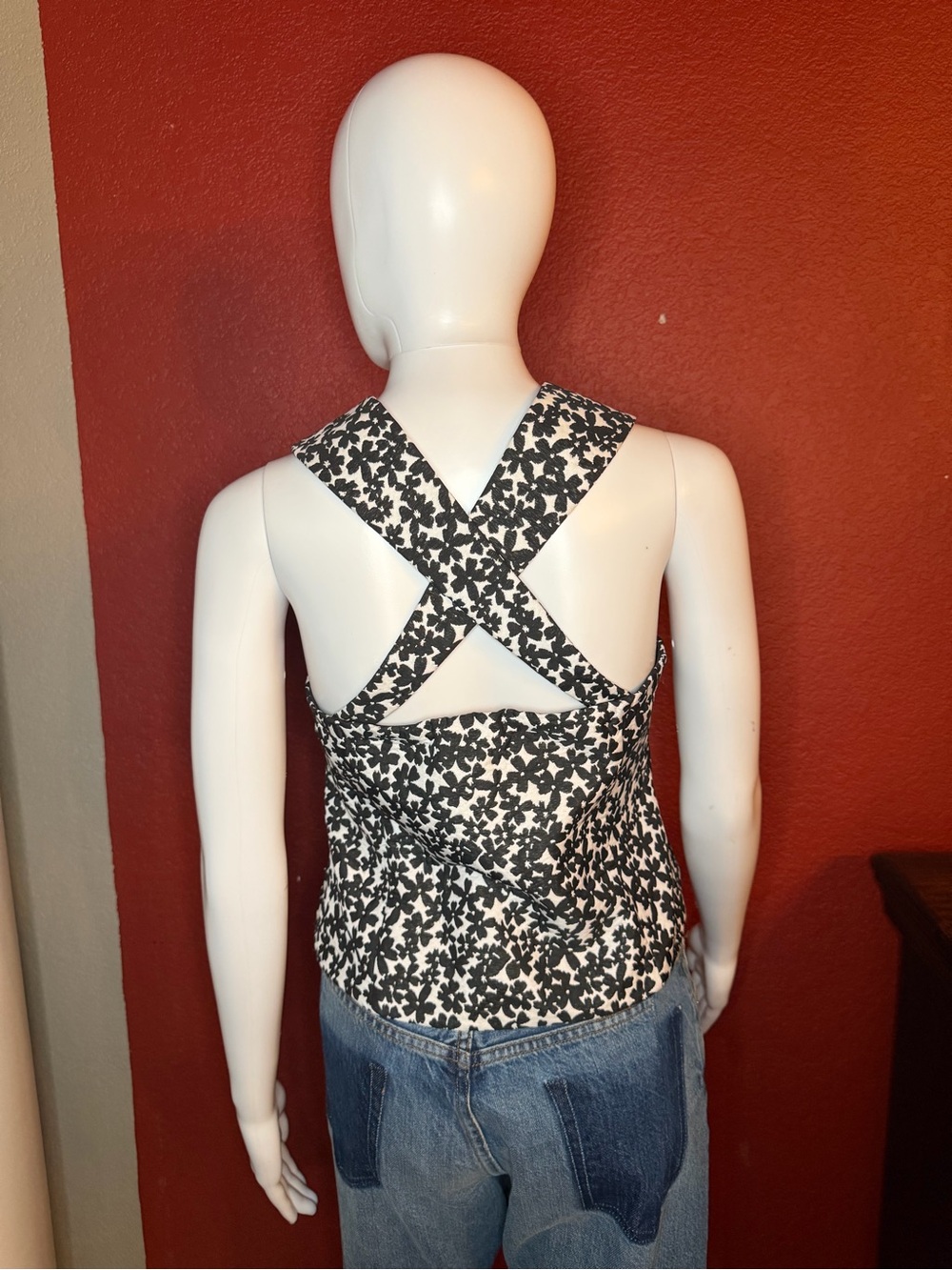 Reformation Azalea Tie-Front Top Black White Floral Tank Bows Size 10 - Picture 3 of 7